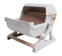 Zunate Semi Automatic Cat Litter Box, Easy Assembly, Semi Enclosed Large Kitty Litter Tray for Indoor Cats, Splash Proof, Odor Control, Spacious Design, Self Cleaning Box