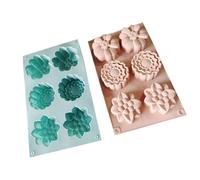Zunate Soap Mold, 2 Pcs 6 Cavity Flower Shape Silicone Soap Making Mold, Soft Silicone Mooncake for Candle Resin Craft Baking, Baking