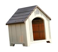 Zunate Success Dog House for Medium Large Dogs, Outdoor Indoor Plastic Dog House with Rainproof & Elevated Base, Sturdy Weatherproof Puppy Shelter for Backyard (Chocolate Brown)