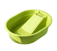 Zunate Washboard Basin with Built-in Washboard, Large Thickened Deepened Laundry Tub for Home Dorm Hand Wash Clothes Scrubbing Soap Rest Food Grade PP (Grass Green)