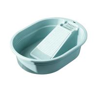 Zunate Washboard Basin with Built-in Washboard, Large Thickened Deepened Laundry Tub for Home Dorm Hand Wash Clothes Scrubbing Soap Rest Food Grade PP (Turquoise)