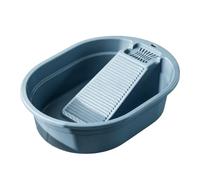 Zunate Washboard Basin with Built-in Washboard, Large Thickened Deepened Laundry Tub for Home Dorm Hand Wash Clothes Scrubbing Soap Rest Food Grade PP (Ink Blue)