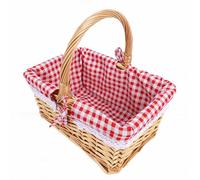 Zunate Wicker Picnic Basket with Handle Comfortable Woven Storage Solution for Outdoor Activities Red Checkered Lining 30.5 X 21 X 29cm