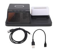 Zunate Wireless Charging Station, Multi Function Digital Alarm Clock with 7 Color Ambient Light, 15W Fast Charging, for IOS, for Android Phone Multiple Devices