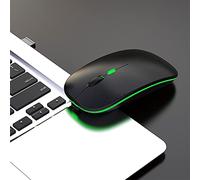 Zunate Wireless Mouse, Adjustable 1600DPI BT Wireless Ergonomic Optical Gaming E-sport Mice with 7 Color Breathing Light, 3 Keys and 10m Transmission Distance for Notebook Computer Laptop (Black)