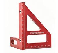 Zunate Woodworking 3D Multi Angle Measuring Ruler 45 90 Degree Square Protractor Drawing Line Ruler with Dual Angle for Miter Cutting, Furniture Making, Marking (Red)