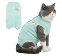 Zunea Cat Recovery Suit After Surgery, Soft Breathable Kitten Puppy E-Collar Alternative for Abdominal Wounds or Skin Diseases, Post-Surgery Protection Suit for Small Dogs Green L
