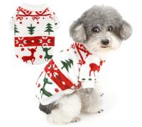 Zunea Christmas Dog Sweater Jumpers for Small Dogs Soft Warm Fleece Pullover Puppy Festival Clothes Jumper Xmas Tree Snowflake Reindeer Coats Holiday Cold Weather Pet Apparel for Chihuahua White S