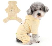 Zunea Cool Dog Hooded Jumpsuit Outfits for Small Dogs Soft Breathable Daily Overalls with D-Ring 4 Legged Lightweight Puppy Clothes Hoodie Cute Bear Indoor Outdoor Pet Chihuahua Apparel Yellow S