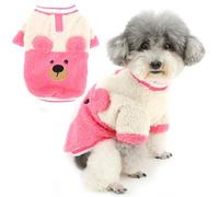 Zunea Cute Bear Dog Sweater Jumpers for Small Dogs Winter Warm Sherpa Fleece Puppy Jacket Coats with Leash Ring Soft Fluffy Pullover Sweatshirt Chihuahua Clothes Cold Weather Pet Apparel Pink S