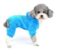 Zunea Cute Crown Fleece Dog Hoodie Sweater Jumpsuit for Extra Small/Small Dogs Soft Warm Winter Fall Puppy Clothes Female Dogs Overalls Outfit Cold Weather Pet Apparel for Chihuahua Yorkie Blue S
