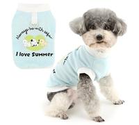 Zunea Cute Dog Shirts for Small Dogs Summer Doggie Pattern Basic Vest T-Shirt with Leash Ring XS/S Size Puppy Sleeveless Basic Shirt Tank Top Soft Breathable Pet Apparel for Chihuahua Yorkie Blue S