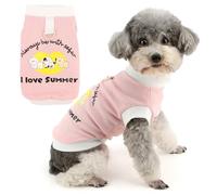 Zunea Cute Dog Shirts for Small Dogs Summer Doggie Pattern Basic Vest T-Shirt with Leash Ring XS/S Size Puppy Sleeveless Basic Shirt Tank Top Soft Breathable Pet Apparel for Chihuahua Yorkie Pink XL
