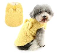 Zunea Cute Winter Dog Sweater Jumpers for Small Dogs Soft Warm Sherpa Fleece Puppy Jacket Coats with Leash Ring Cold Weather Vest Clothes Chihuahua Yorkie Toy Poodle Pet Apparel Yellow S