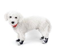 Zunea Denim Canvas Dog Shoes Puppy Lace up Sneaker Summer Walking Dog Booties Non Slip Sport Casual Pet Boots Paw Protectors for Chihuahua Doggies - 5#