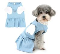 Zunea Denim Dog Harness Dresses for Small Dogs Summer Angle Wing Puppy Dress with Leash Ring Soft Sleeveless Princess Vest Skirt Female Pet Sundress Doggie Chihuahua Apparel Lightblue M