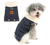 Zunea Denim Dog Jackets for Small/Extra Small Dogs Winter Warm Fleece Lined Jacket Coats with D-Ring Puppy Vest Clothes Fashion Soft Cold Weather Jean Pet Apparel for Chihuahua Yorkie Darkblue XS