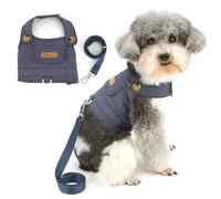 Zunea Denim Dog Vest Harnesses for Extra Small and Small Dogs No Pull Puppy Harness and Lead Set Soft Cat Chihuahua Yorkie Doggy Harness for walking XS/S Size Pet Apparel Clothes Darkblue L