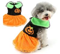 Zunea Dog Halloween Costume for Small Dogs Puppy Pumpkin Dresses Soft Velvet Holiday Dress Funny Pet Doggy Cats Costumes Outfits Chihuahua Dress Up Apparel M