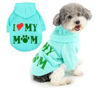 Zunea Dog Hoodie Coat with Harness Hole for Small Dogs Cat I Love My Mom Printed Sweatshirt Puppy Sweater Jumper Soft Winter Autumn Jacket Coats Short Sleeve Pet Apparel Clothes Lightgreen M
