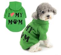 Zunea Dog Hoodies Coat with Harness Hole for Small Dogs Cats I Love My Mom Printed Sweatshirt Puppy Sweater Jumper Soft Winter Autumn Jacket Coats Short Sleeve Pet Apparel Clothes Green XL