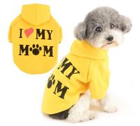 Zunea Dog Hoodies Coat with Harness Hole for Small Dogs Cats I Love My Mom Printed Sweatshirt Puppy Sweater Jumper Soft Winter Autumn Jacket Coats Short Sleeve Pet Apparel Clothes Yellow XS