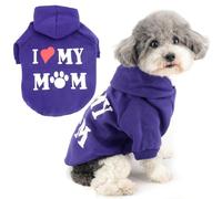 Zunea Dog Hoodies Coat with Harness Hole for Small Dogs Cats I Love My Mom Printed Sweatshirt Puppy Sweater Jumper Soft Winter Autumn Jacket Coats Short Sleeve Pet Apparel Clothes Purple M