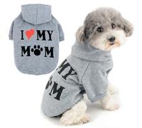 Zunea Dog Hoodies Coat with Harness Hole for Small Dogs Cats I Love My Mom Printed Sweatshirt Puppy Sweater Jumper Soft Winter Autumn Jacket Coats Short Sleeve Pet Apparel Clothes Gray XS