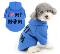 Zunea Dog Hoodies Coat with Harness Hole for Small Dogs Cats I Love My Mom Printed Sweatshirt Puppy Sweater Jumper Soft Winter Autumn Jacket Coats Short Sleeve Pet Apparel Clothes Darkblue XS