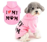Zunea Dog Hoodies Coat with Harness Hole for Small Dogs Cats I Love My Mom Printed Sweatshirt Puppy Sweater Jumper Soft Winter Autumn Jacket Coats Short Sleeve Pet Apparel Clothes Pink XL