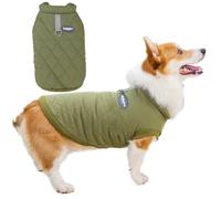 Zunea Dog Jackets for Small Medium Dogs Corgi Clothes with D-Ring Warm Fleece Lined Winter Coats Cold Weather Vest Jacket Puppy Clothes Soft Pet Boy Dachshund Apparel Green S