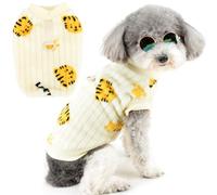 Zunea Dog Jumpers for Small Dogs Fuzzy Fleece Winter Sweater Coats with D-Ring Soft Warm Puppy Vest Jacket Clothes Cute Cartoon Tiger Pullover Cold Weather Pet Girl Boy Chihuahua Apparel Beige L