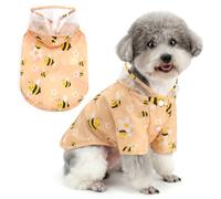 Zunea Dog Raincoats with Clear Hood for Small Dogs, Lightweight Waterproof Puppy Rain Jacket with D-Ring, Snap Closure Pet Rainwear, Cute Printed Apparel for Chihuahua Yorkie Yellow M