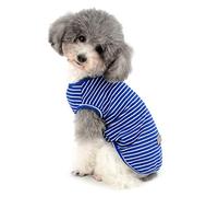 Zunea Dog Shirt for Small Dogs Cats Pet Striped T Shirt Summer Cool Vest Puppy Basic Tank Top Soft Breathable Chihuahua Clothes for Doggy Girl Boy Blue L