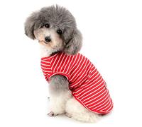 Zunea Dog Shirt for Small Dogs Cats Pet Striped T Shirt Summer Cool Vest Puppy Basic Tank Top Soft Breathable Chihuahua Clothes for Doggy Girl Boy Red L