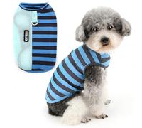 Zunea Dog Shirts for Small Dogs Striped Summer Puppy Clothes Vest Tank Top with Leash Ring Soft Sleeveless Basic T-Shirt Lightweight Breathable Pet Chihuahua Apparel Blue L
