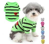 Zunea Dog Shirts for Small Dogs Summer Basic T-Shirt Striped Puppy Clothes Sequins Love Heart Sweatshirt Soft Short Sleeve Tee Shirt Pet Clothing Pullover Chihuahua Apparel Green S