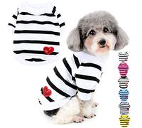 Zunea Dog Shirts for Small Dogs Summer Basic T-Shirt Striped Puppy Clothes Sequins Love Heart Sweatshirt Soft Cotton Short Sleeve Tee Shirt Pet Clothing Pullover Chihuahua Apparel White S