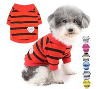 Zunea Dog Shirts for Small Dogs Summer Basic T-Shirt Striped Puppy Clothes Sequins Love Heart Sweatshirt Soft Short Sleeve Tee Shirt Pet Clothing Pullover Chihuahua Apparel Red M