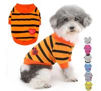 Zunea Dog Shirts for Small Dogs Summer Basic T-Shirt Striped Puppy Clothes Sequins Love Heart Sweatshirt Soft Short Sleeve Tee Shirt Pet Clothing Pullover Chihuahua Apparel Orange XS