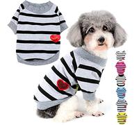 Zunea Dog Shirts for Small Dogs Summer Basic T-Shirt Striped Puppy Clothes Sequins Love Heart Sweatshirt Soft Cotton Short Sleeve Tee Shirt Pet Clothing Pullover Chihuahua Apparel Gray XL