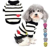 Zunea Dog Shirts for Small Dogs Summer Basic T-Shirt Striped Puppy Clothes Sequins Love Heart Sweatshirt Soft Cotton Short Sleeve Tee Shirt Pet Clothing Pullover Chihuahua Apparel Yellow S