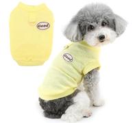 Zunea Dog Shirts for Small Dogs Summer Puppy Clothes T-Shirt with D-Ring Soft Breathable Sleeveless Basic Shirt Toy Poodle Doggie Vest Tee Shirt Pet Apparel for Chihuahua Yorkie Yellow L