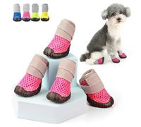 Zunea Dog Shoes for Small Dogs Breathable Mesh Summer Puppy Boots for for Hot Pavement Anti-Slip Rubber Sole Adjustable Paw Protectors Hot Weather Pet Chihuahua Booties for Outdoor Walking Pink 5#
