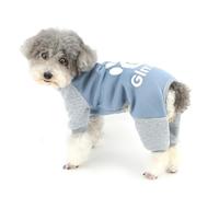 Zunea Dog Sweatshirt Pyjamas for Small Dogs Winter Warm Puppy Clothes Jumpsuit with Leash Ring Pullover Soft Pajamas Outfits 4-Legged Sleeping Wear Rompers Cold Weather Pet Chihuahua Apparel Blue XL