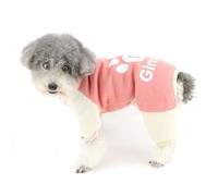 Zunea Dog Sweatshirt Pyjamas for Small Dogs Winter Warm Puppy Clothes Jumpsuit with Leash Ring Pullover Soft Pajamas Outfits 4-Legged Sleeping Wear Rompers Cold Weather Pet Chihuahua Apparel Pink M