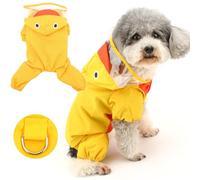 Zunea Duck Dog Raincoats for Small Dogs 4-Legged Hooded Rainwear Yellow XL