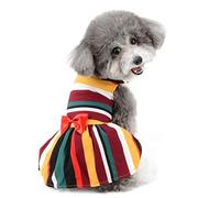 Zunea Elegant Dog Dress for Small Dogs Girl Striped Summer Puppy Princess Skirt with Bowtie Party Wedding Dress Puppy Clothes Pet Pullover Sundress for Doggie Chihuahua Toy Poodle S