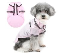 Zunea Faux Silk Dog Pyjamas Shirts for Small Medium Dogs Lace-Trimmed Lapel Daily Sleeping Wear Soft Puppy Clothes Indoor Pajamas Shirt Lightweight Two-Legged Holiday Outfit Pet Apparel Babypink L