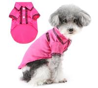 Zunea Faux Silk Dog Pyjamas Shirts for Small Medium Dogs Lace-Trimmed Lapel Daily Sleeping Wear Soft Puppy Clothes Indoor Pajamas Shirt Lightweight Two-Legged Holiday Outfit Pet Apparel Hotpink L